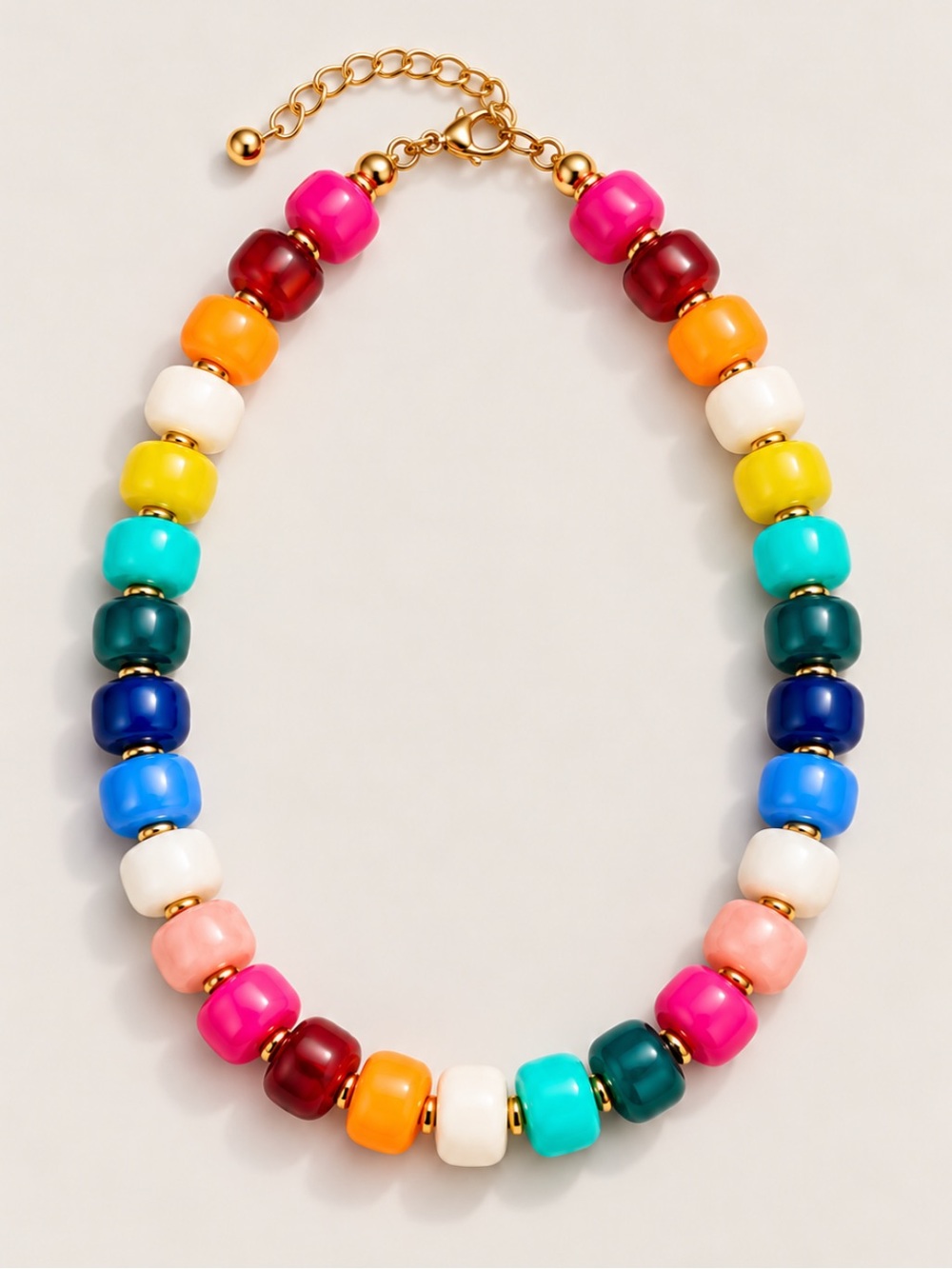 New! Colorful Rainbow Mixed Beaded Dopamine Necklace NWOT